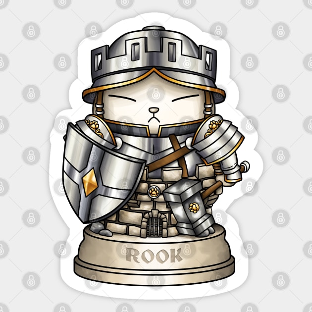 Chess Cat Rook Tower Sticker by Takeda_Art
